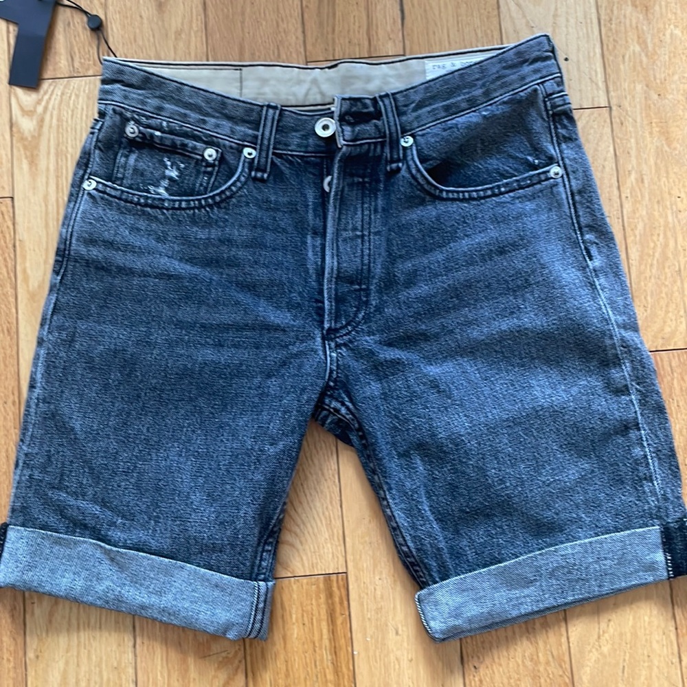 Black denim shorts from Rag and Bone with tags.